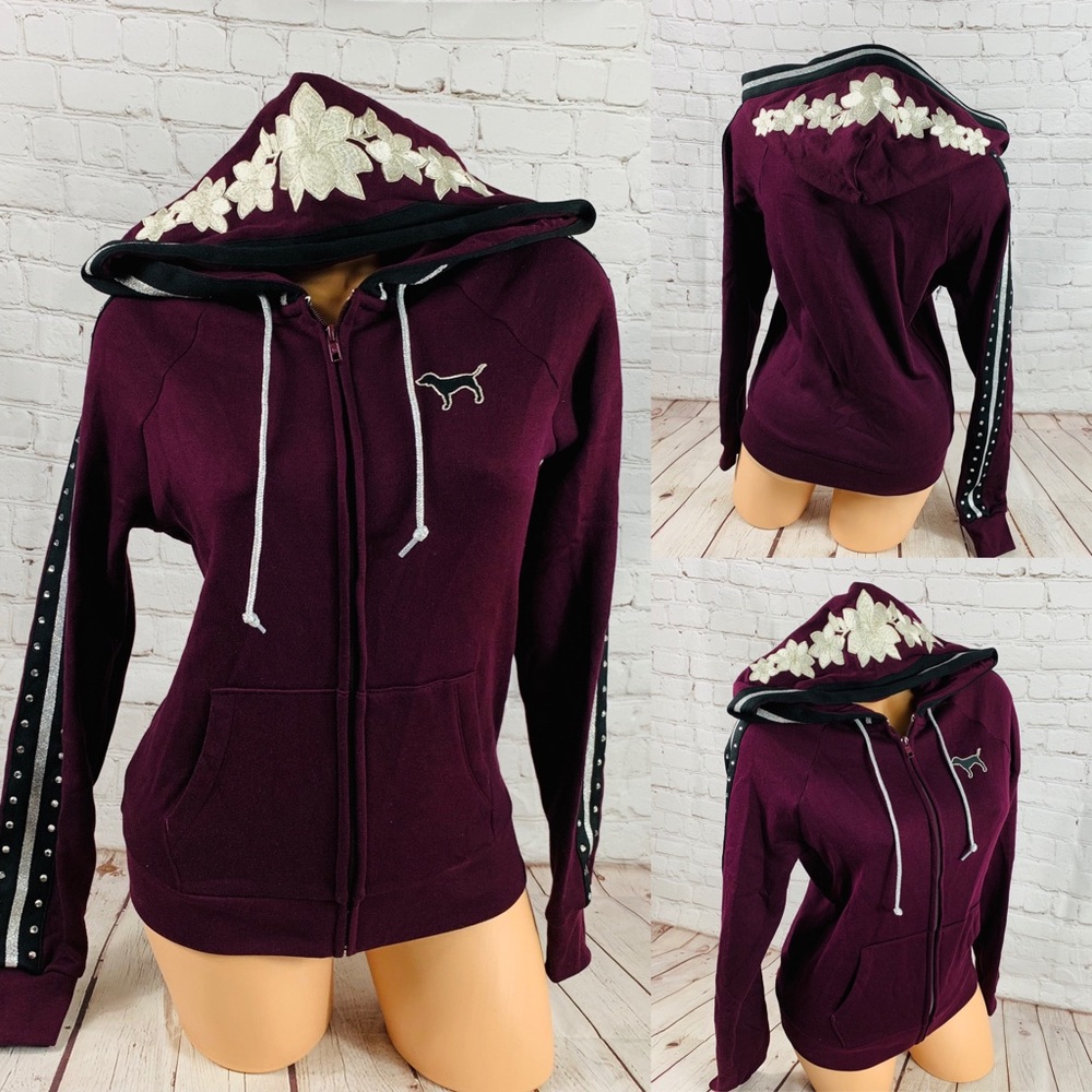 VS PINK Rhinestone BLING Zip Hoodie Sweatshirt - Picture 1 of 8